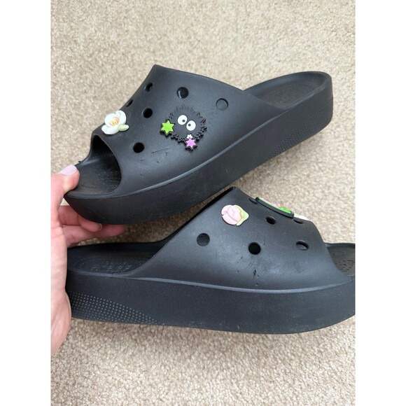 Crocs Classic Platform Slide Sandal Womens Size 9 Gently Used EUC Black - Picture 1 of 12